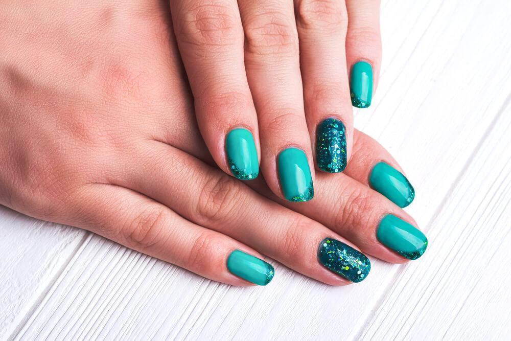 Teal SNS Nail Design Ideas - wide 3