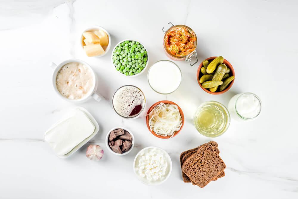 Probiotic foods in bowls