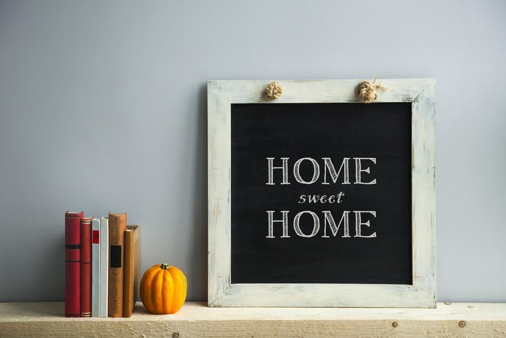 Chalkboard with 'Home Sweet Home' written on it