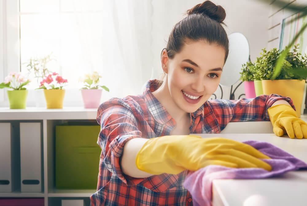 Woman cleaning house