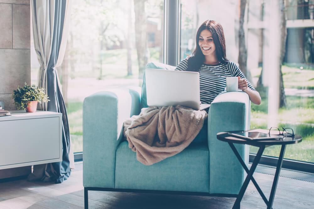 Woman on laptop at home