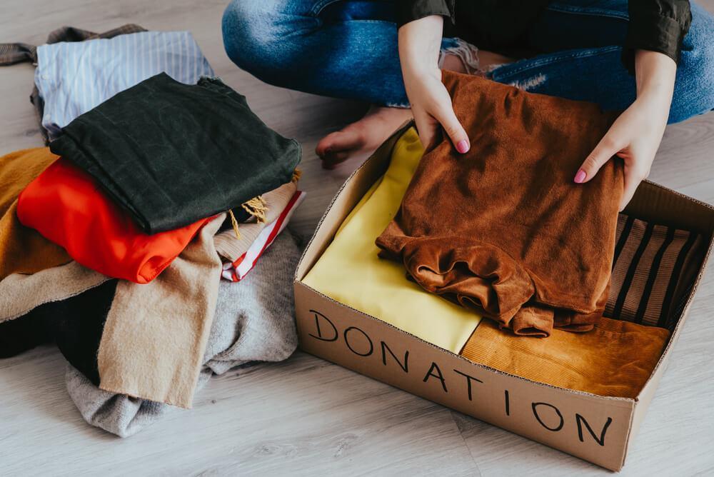 Woman donating clothes