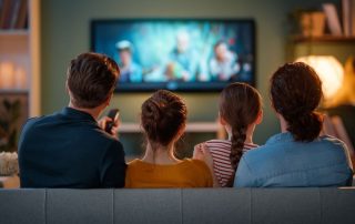 family watching tv