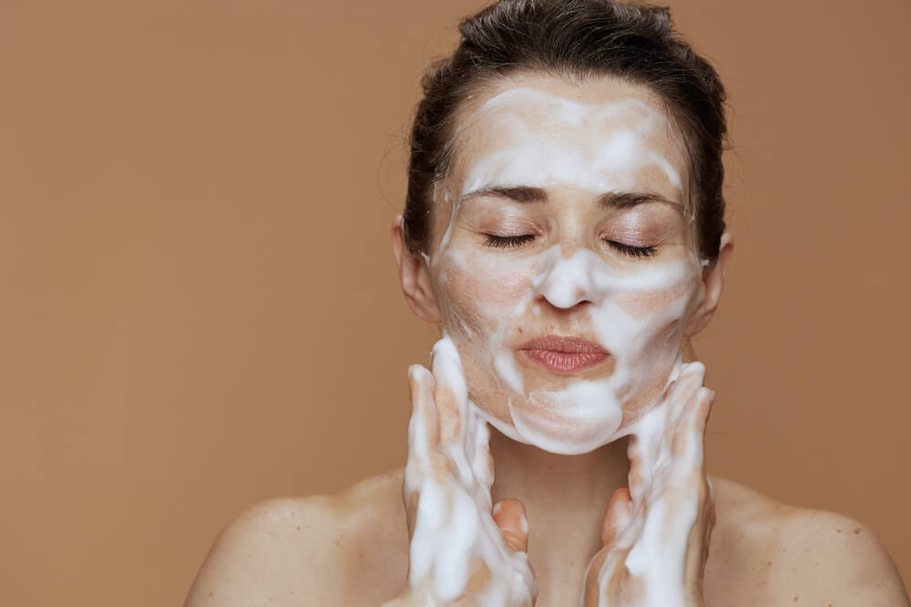 woman face cleanser