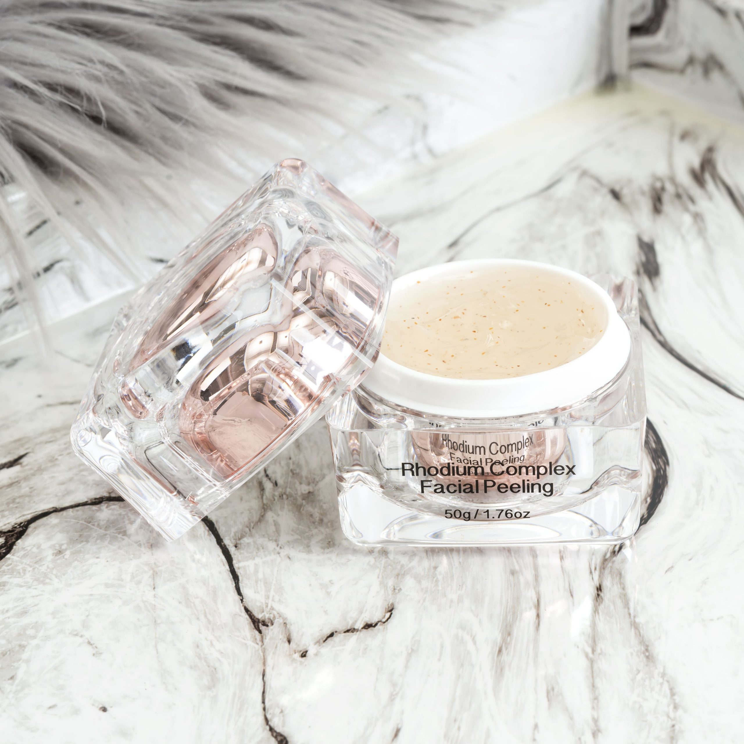 Open jar of Bionyx Rhodium Complex Facial Peeling to show gel texture in review